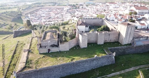 Aerial view of medieval fortification Castle of Elvas, Portugal, Europe photo