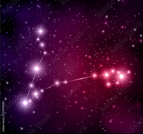 Abstract space background with stars and Pisces constellation