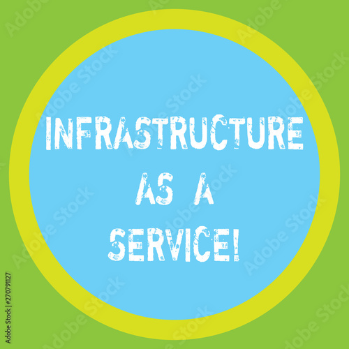 Conceptual hand writing showing Infrastructure As A Service. Business photo showcasing Network technologies assistance and support Big Circle Inside Another Round Shape with Border text Space