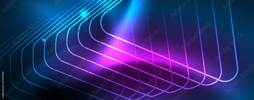 Neon glowing techno lines, hi-tech futuristic abstract background template, vector Neon glowing techno lines, hi-tech futuristic abstract background template, vector