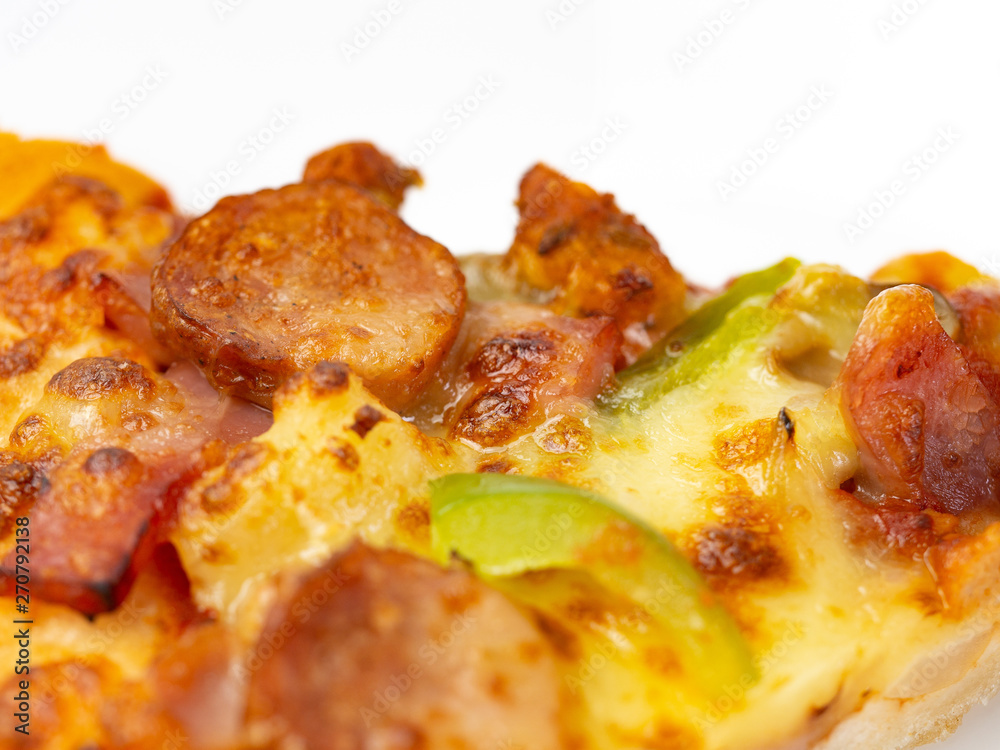 The remaining pizza is in the plate.Close-up pizza pizza is in dish. Top view The remaining pizza is in the plate.Close-up pizza pizza is in dish. Top view