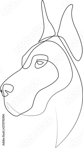 Continuous line Great Dane. Single line minimal style dog vector illustration. Portrait