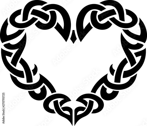 Celtic Heart Pattern Frame, Isolated Vector