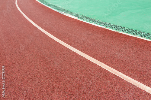 Stadium red asphalt runway corner, runway turn