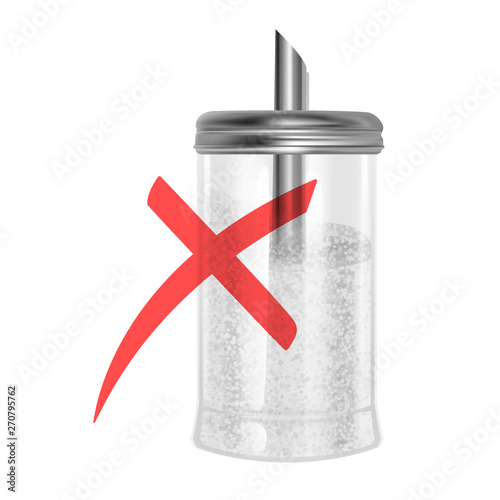 The crossed out Sugar bowl, harm to health cause of excessive consumption of Sugar, Concept- diet, Vector illustration of The Sugar bowl