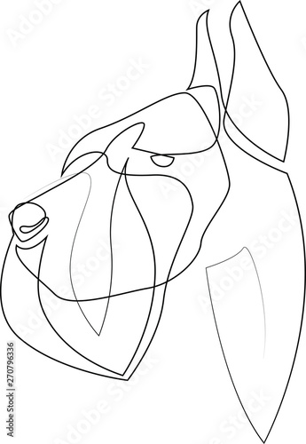 Continuous line Giant Schnauzer. Single line minimal style Riesenschnauzer dog vector illustration. Portrait