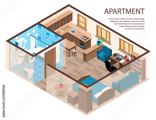 Apartment Interior Isometric Composition 