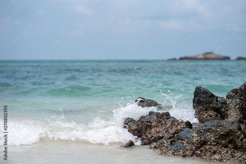 Sea water, rocks and rocks during the summer