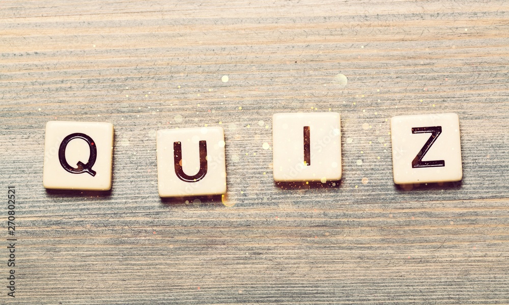 Quize sign with wooden cubes on background Quize sign with wooden cubes on background