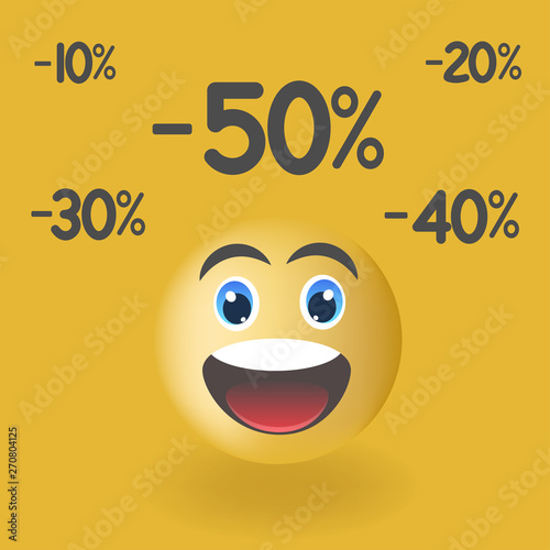 Smiles from discounts. Vector illustration