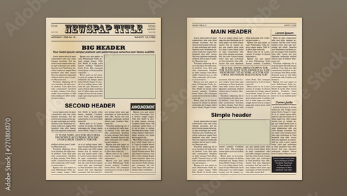 Old Vintage Two Pages Newspaper Layout Template