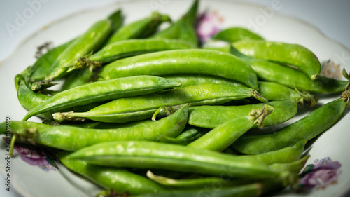 green peas on the table, harvest