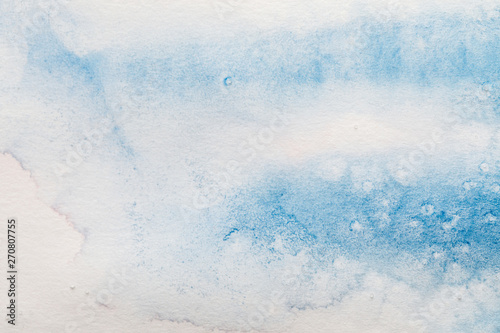 blue colorful watercolor paint spill on white background