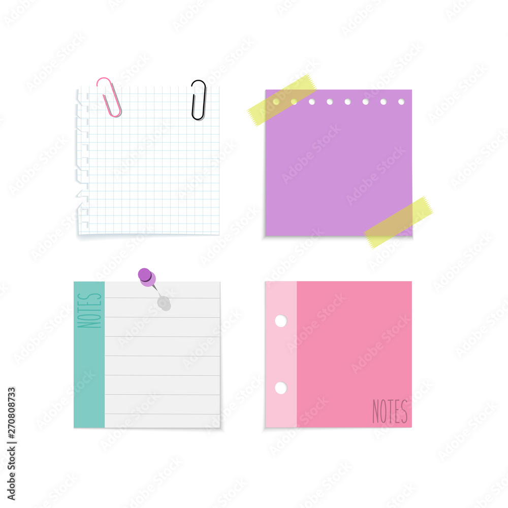 Set of sticky paper notes with empty space for text, vector illustration Set of sticky paper notes with empty space for text, vector illustration