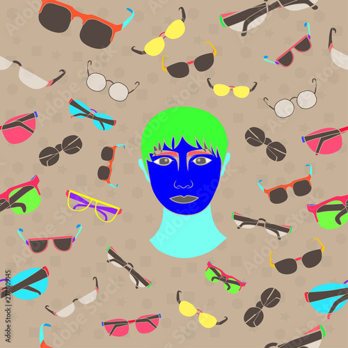 pattern seamless set of sunglasses. minimal colorful drawing design vintage style. vector illustration eps10