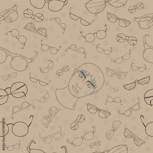 pattern seamless set of sunglasses. doodle drawing design style. vector illustration eps10