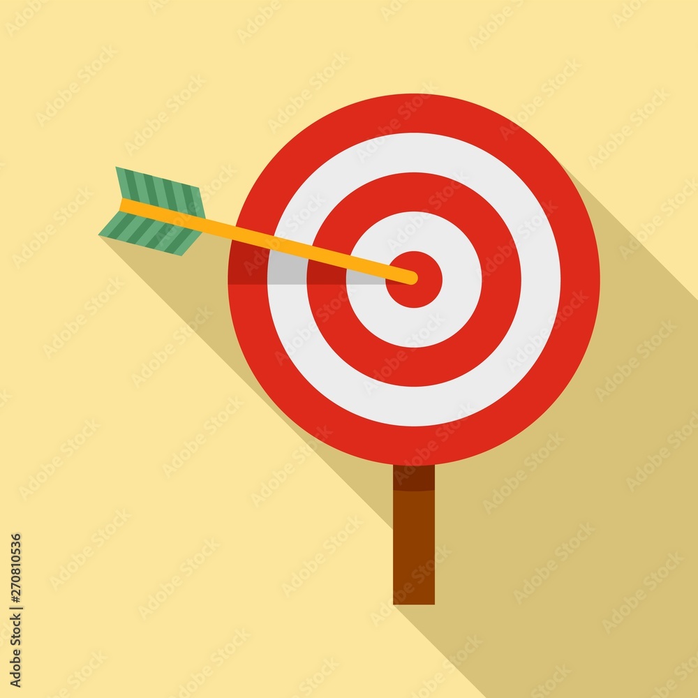 Arrow in target icon. Flat illustration of arrow in target vector icon for web design Arrow in target icon. Flat illustration of arrow in target vector icon for web design