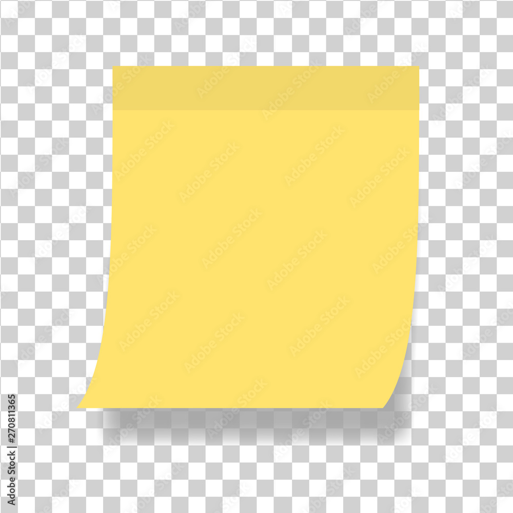 Vecteur Stock Simple note paper or sticky sticker. Template sticky note  with adhesive tape on transparent background.Vector eps10 | Adobe Stock