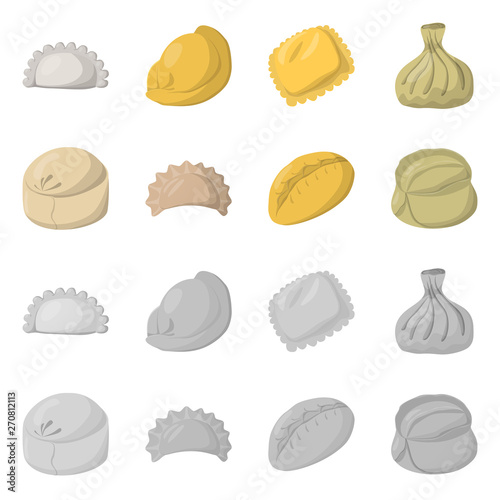 Vector illustration of products  and cooking logo. Collection of products  and appetizer stock vector illustration.