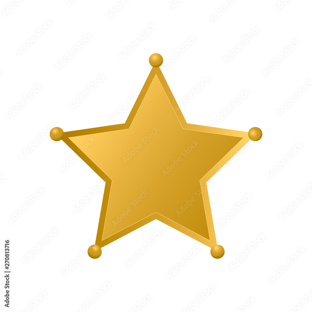 Gold Sheriff star isolated on white background. Police badge vector icon.  Golden pentagonal star. Easy to edit template for your design. Stock Vector  | Adobe Stock