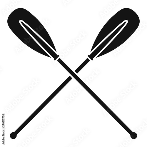 Metal crossed oars icon. Simple illustration of metal crossed oars vector icon for web design isolated on white background