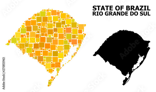 Gold Square Pattern Map of Rio Grande Do Sul State