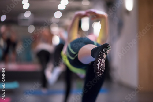 sporty women doing aerobics exercises