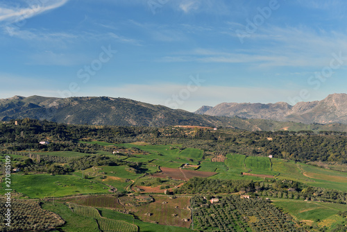 View towards the mountains of the Sierra de Grazalema, Ronda, Malaga Province, Andalucia, Spain