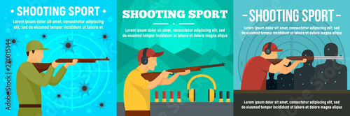 Shooting sport banner set. Flat illustration of shooting sport vector banner set for web design