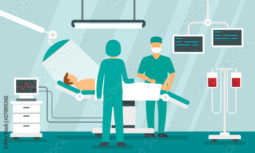 Surgeons operating concept background. Flat illustration of surgeons operating vector concept background for web design