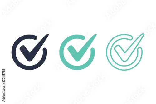 Check mark logo vector or icon vector illustration concept image icon. Access, right answer icons set for ui interface. photo