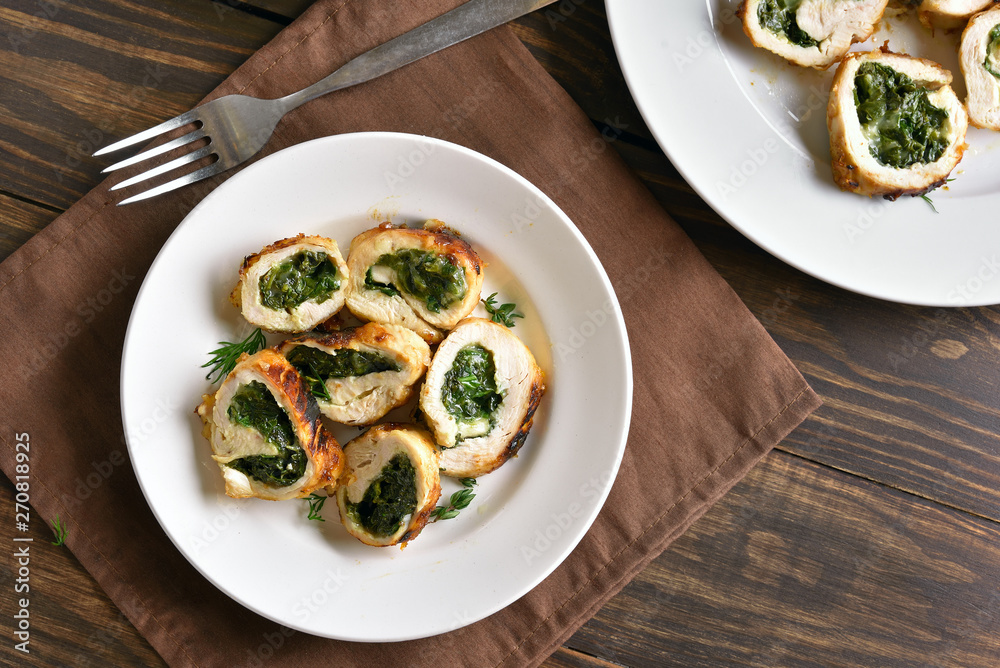 Stuffed chicken fillet with spinach and cheese Stuffed chicken fillet with spinach and cheese