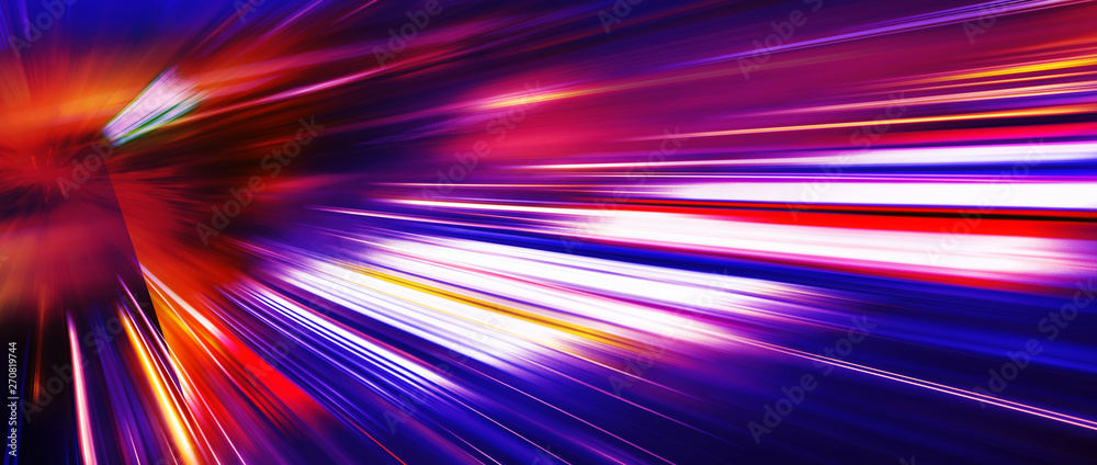 Panoramic high speed technology concept, light abstract background - obrazy, fototapety, plakaty 