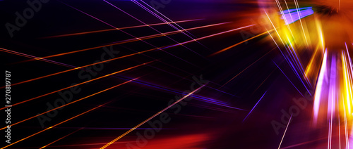 Fototapeta Naklejka Na Ścianę i Meble -  Panoramic high speed technology concept, dark red color light abstract background