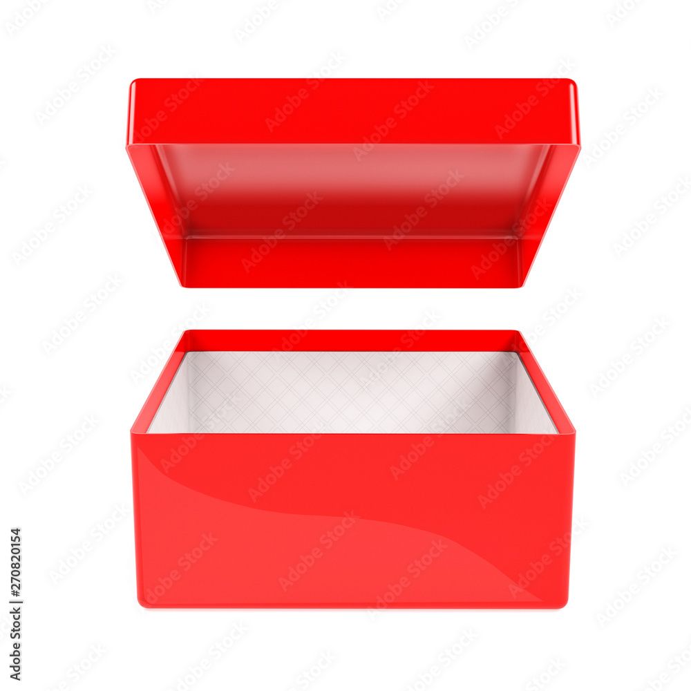Red empty gift box box. 3d rendering illustration isolated Red empty gift box box. 3d rendering illustration isolated