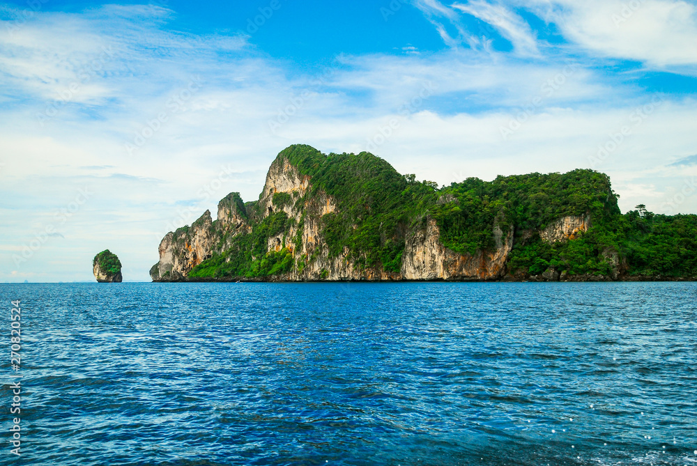 Nui beach tip, view of Lo Dalam Bay on Ko Phi Phi island, Phuket, Thailand Nui beach tip, view of Lo Dalam Bay on Ko Phi Phi island, Phuket, Thailand