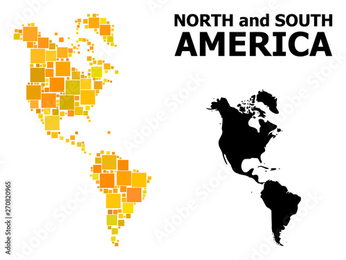 Gold Square Pattern Map of South and North America