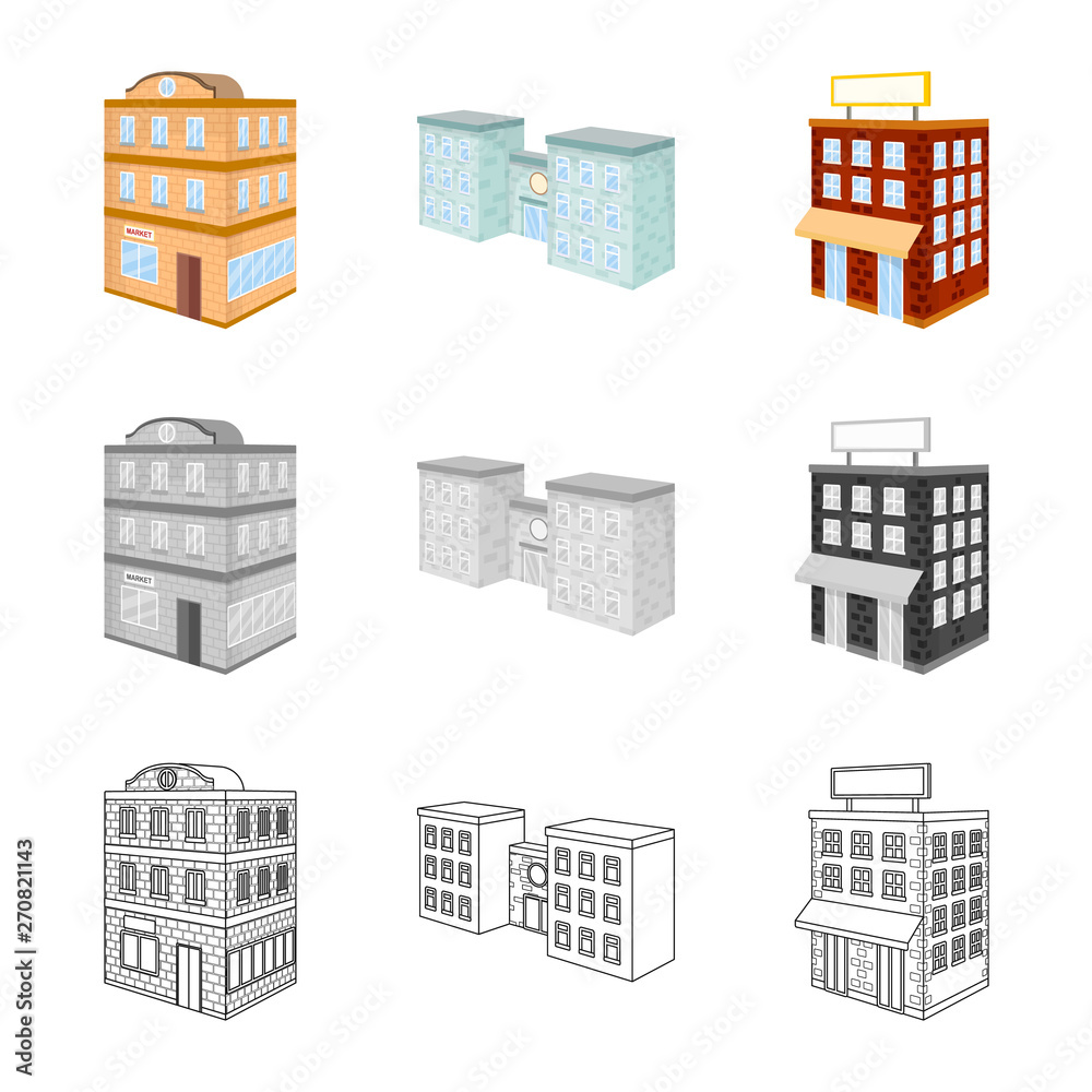 Vector design of construction and building symbol. Set of construction and estate vector icon for stock.