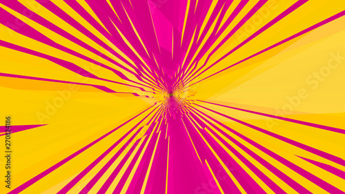 rays diverging from a point, 3D graphics, abstraction, yellow and pink