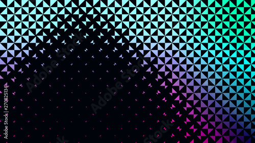 abstract geometric pattern small colored triangles on a black background graduated palette, 3d render