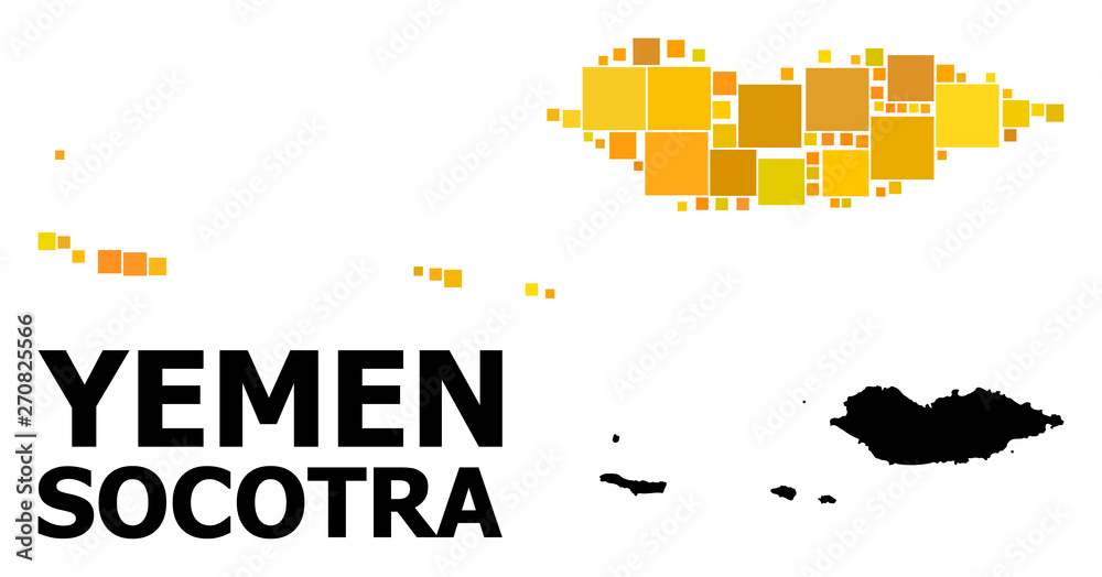 Fototapeta premium Gold Square Pattern Map of Socotra Archipelago