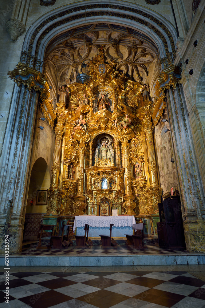 Side Altar of the Rosary in Saint Mary of the Assumption basilica in Arcos de la Frontera Spain Side Altar of the Rosary in Saint Mary of the Assumption basilica in Arcos de la Frontera Spain