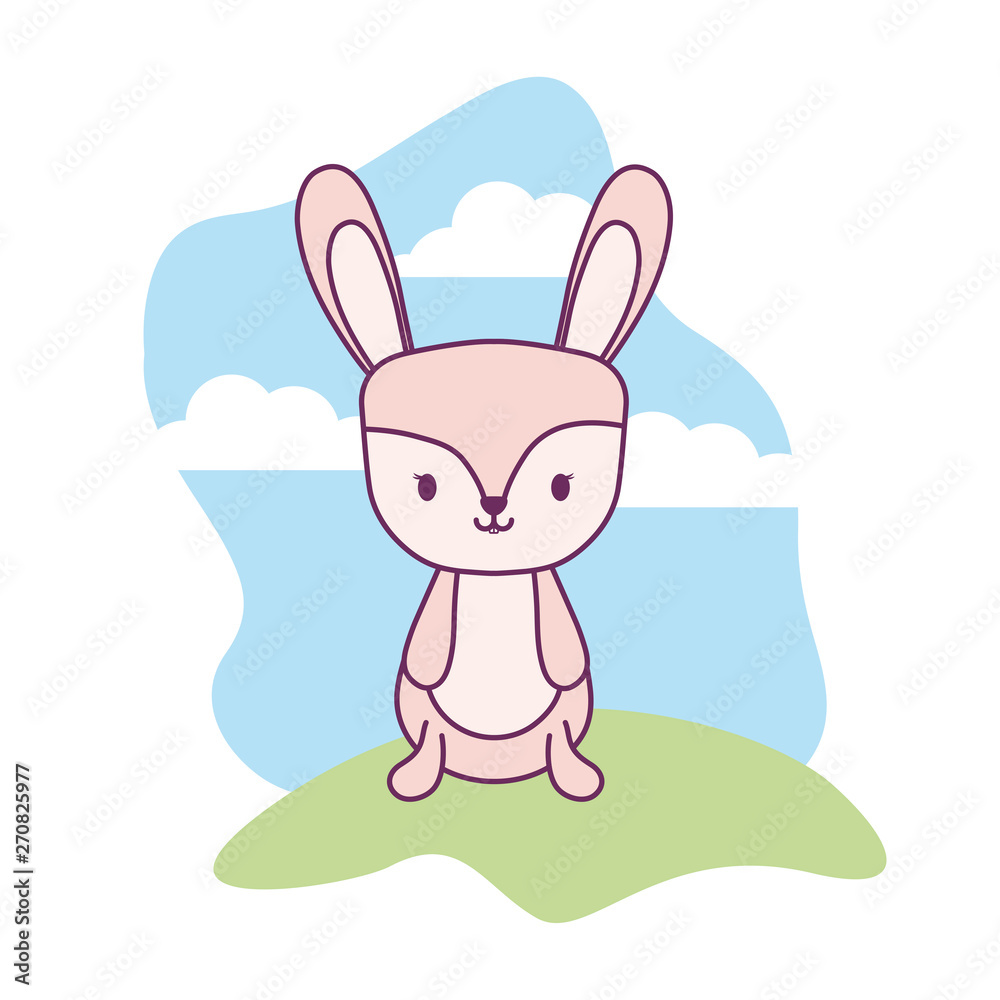 Fototapeta premium cute rabbit animal in landscape natural isolated icon