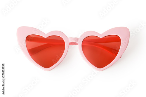 Heart shaped sunglasses isolated on white
