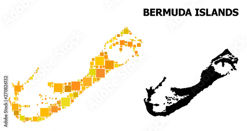 Gold Square Pattern Map of Bermuda Islands