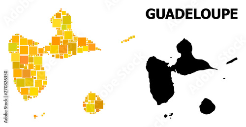 Gold Square Mosaic Map of Guadeloupe