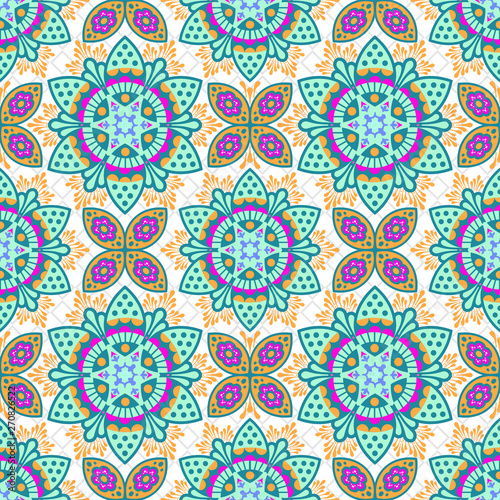Vector abstract floral seamless pattern, ornamental background, repeat geometric tiles, flower figures, curved lines, grid, lattice. Elegant monochrome ornament texture.