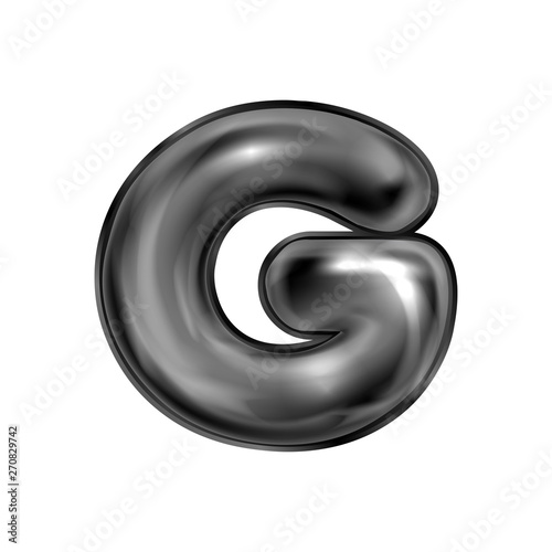 Black latex inflated alphabet symbol, isolated letter G