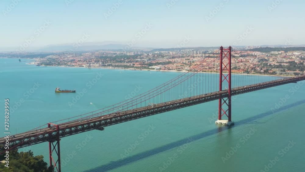 Aerial View Of 25 De Abril Bridge Over The Tagus River, Lisbon, Portugal Aerial View Of 25 De Abril Bridge Over The Tagus River, Lisbon, Portugal