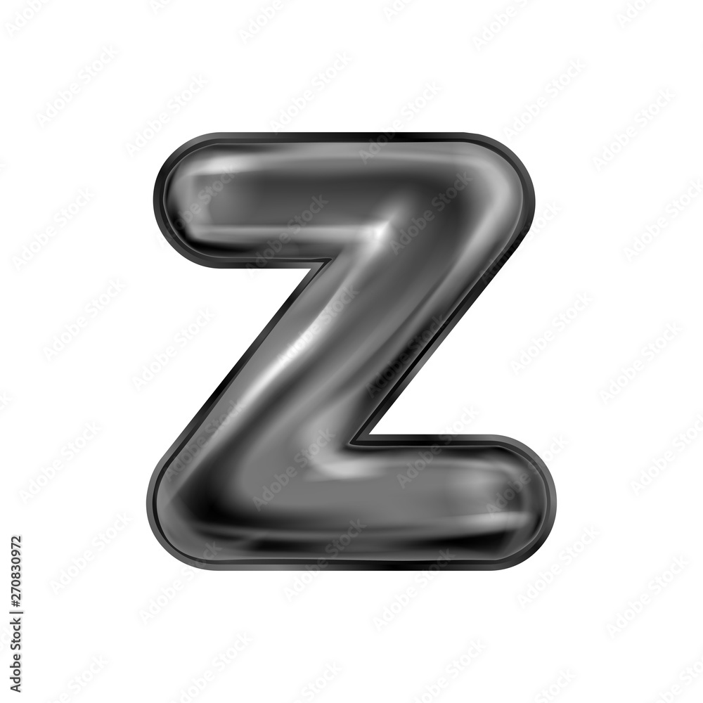 Black latex inflated alphabet symbol, isolated letter Z Black latex inflated alphabet symbol, isolated letter Z